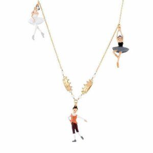 Les Nereides N2 White Ball Swans Ballerina And Prince Necklace